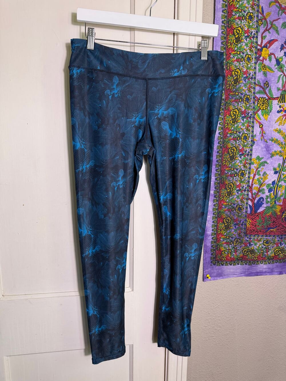 PBX Pro Peloton Leggings Large Blue Floral Speed-Dri High Rise Activewear
